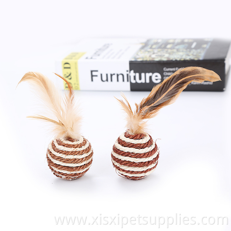 feather sisal ball interactive cat toy